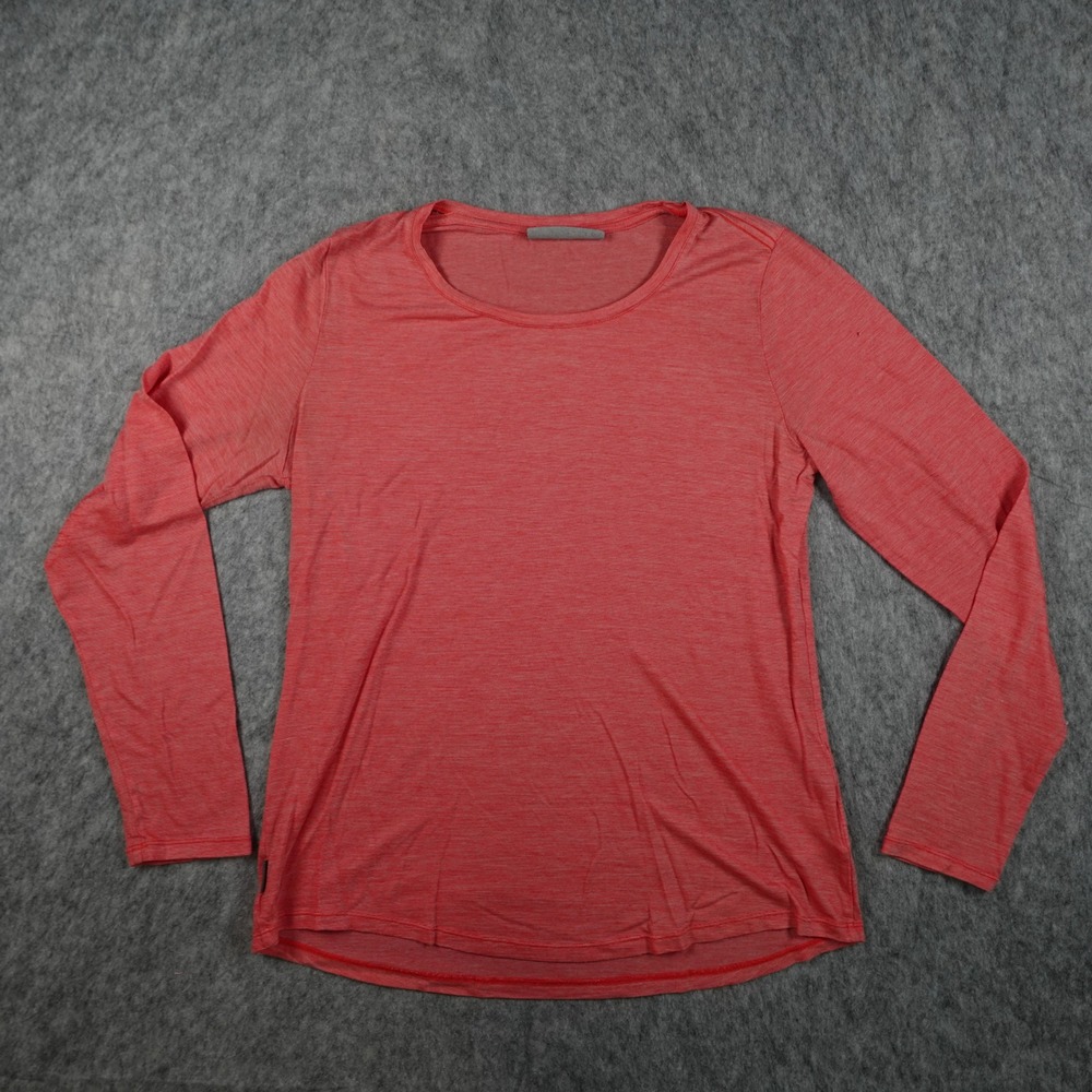 Icebreaker Top Womens Large Pink Merino Wool Blend Cool Lite Long Sleeve Base